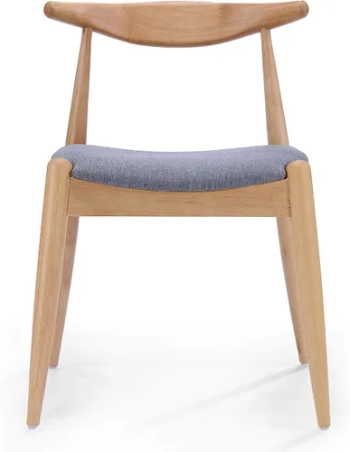 Miniatura 8 de Sandra Grey set de 2 sillas modernas, para comedor, estilo mediados de siglo, de tela color gris y madera de nogal. Gris / Roble