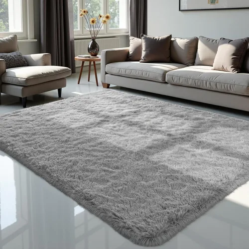 Miniatura 24 de Zentavio Alfombras de área para sala de estar, alfombras grises para dormitorio, alfombra de 4 x 6, alfombra mullida, peluda y suave, shag estética