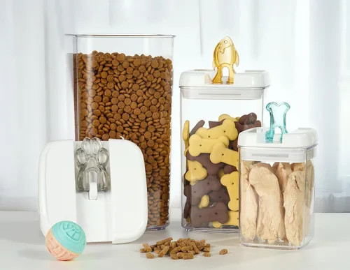 Miniatura 9 de Felli Flip Tite Contenedor de comida para mascotas con tapas herméticas, recipiente acrílico libre de BPA con asas de hueso de pata de pescado