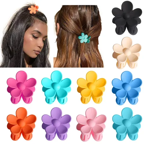 Palksky Pinzas pequeñas para el cabello de flores para mujeres y niñas, 10 piezas de cabello delgado y grueso medio, pinzas de mandíbula de 1.35