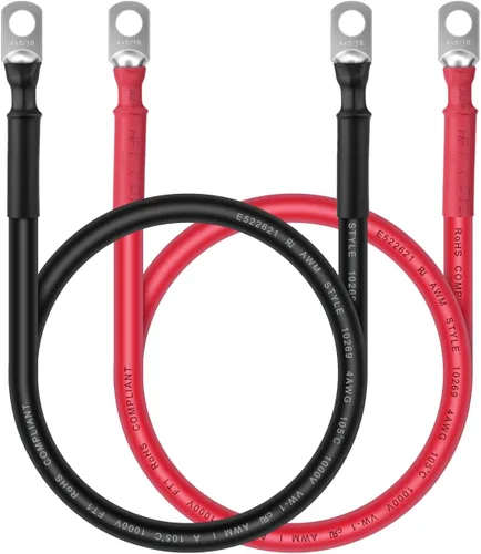 Miniatura 8 de iGreely - Cables de batería de calibre 4 para inversor de corriente con lengüetas de 5/16 pulgadas para panel solar, motocicleta, caravana y marina