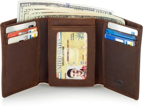 Miniatura 2 de Stealth Mode Billetera triple Cartera con bloqueo RFID con soporte para identificación Funda de cuero para dinero, tarjetas de crédito