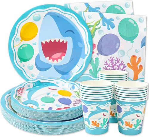 Miniatura 15 de Suministros de fiesta de leche y galletas - Sirve 24. Cenas, platos de postre, tazas, servilletas. Decoraciones de cumpleaños de galletas