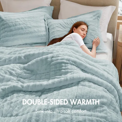 Miniatura 4 de Madison Park Duke Luxe - Juego de edredón reversible de piel sintética, reverso de felpa suave, relleno alternativo moderno, ropa de cama acogedora