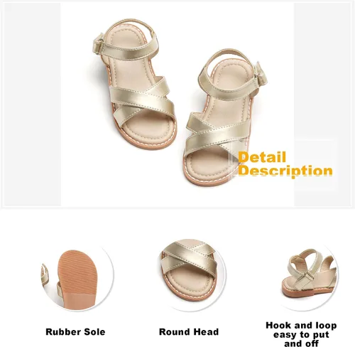 Miniatura 3 de Otter MOMO Girls Sandals Open Toe Princess Flat Sandals with Ruffle Summer Sandals