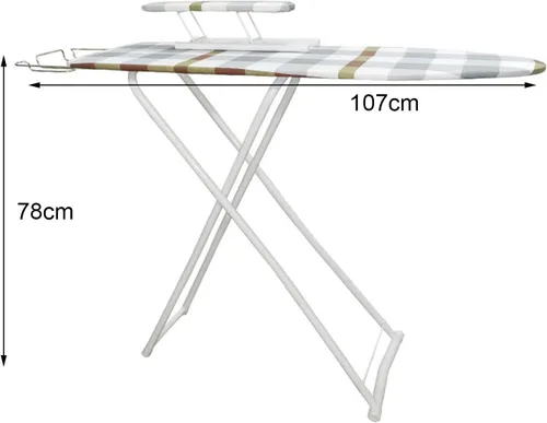 Miniatura 2 de Tabla de planchar compacta tamaño completo, ajustable plegable de pie para ropa de pie mesa de hierro extra ancha, material de madera y hierro