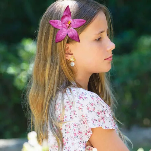 Miniatura 5 de Pinzas para el cabello de flores moradas aretes de perla accesorios de disfraces de Halloween disfraz de princesa accesorios de cosplay perlas