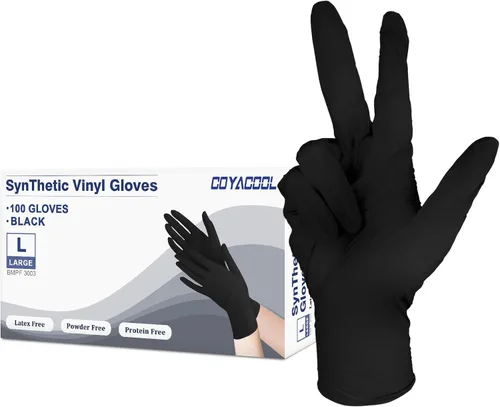 Miniatura 45 de Guantes desechables medianos, de mezcla de nitrilo y vinilo, sin látex, 100 unidades, guantes de grado alimenticio para limpieza, preparación de Azul