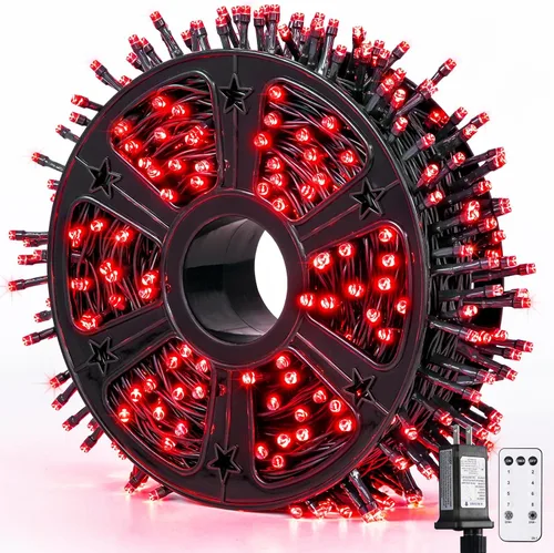 Miniatura 24 de JMEXSUSS 500 luces LED azules de Navidad al aire libre, 173 pies, 8 modos, tira de luces de Navidad, impermeable, luz LED azul para árbol enchufable