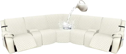 Miniatura 14 de Arfntevss Fundas de sofá modular reclinable, 100% impermeable, en forma de L, para sillón reclinable en forma de L, funda seccional lavable
