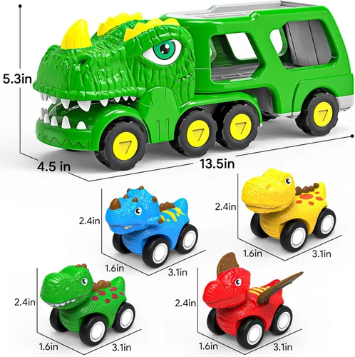 Miniatura 7 de ENJSD Juguetes para niños de 1, 2, 3, 4 años, juguetes 5 en 1 para edades de 2 a 4 años con 4 juguetes de dinosaurio para niños de 3 a 5 años, Verde