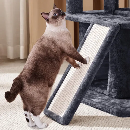 Miniatura 8 de Yaheetech Árbol para gatos para mascotas de interior, torre de 36 pulgadas con plataforma extra grande, postes rascadores, tablero, pelota colgante