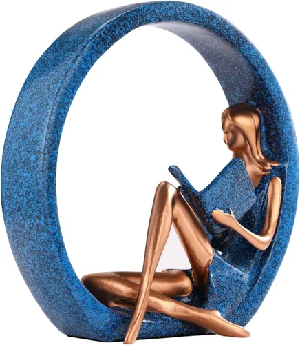 Estatuas de resina para niña, estatua de yoga, escultura artística para estantería, adornos para lectores, profesores, decoración para sala de