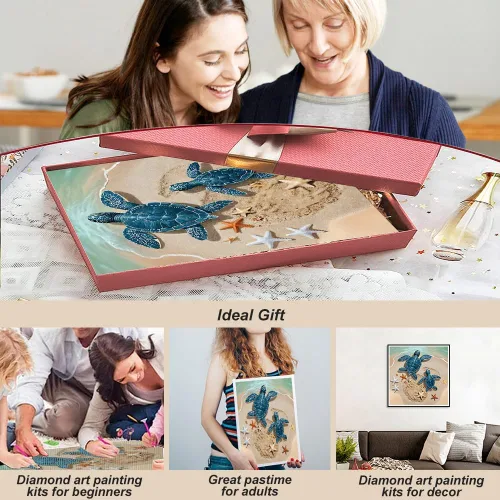 Miniatura 4 de hill froeistung Kits de pintura de diamantes de tortugas 5D para adultos, arte de diamantes de estrella de mar para principiantes, pintura