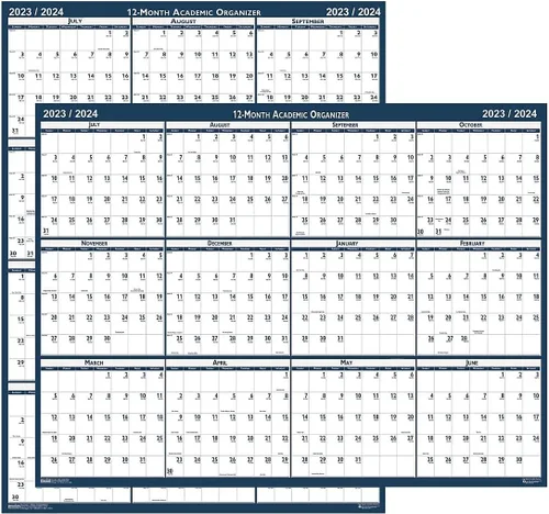 House of Doolittle Calendario académico de pared laminado 2023-2024, reversible, 24 x 37 pulgadas, julio - junio (HOD395-24)