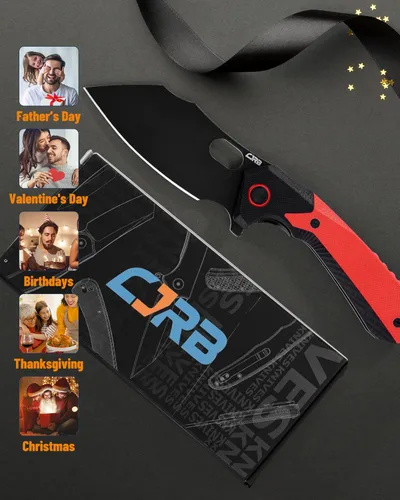 Miniatura 8 de CJRB - Navaja de bolsillo plegable Caldera (J1923), con hoja de acero AR-RPM9 en polvo rojo, mango G10, para hombres, EDC, camping, senderismo, aire