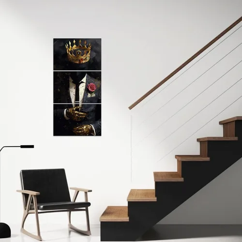 Miniatura 3 de ZXHYWYM Arte de pared afroamericano de 3 piezas, imágenes de mujeres negras, pinturas de corona dorada, lienzo motivacional para sala de estar