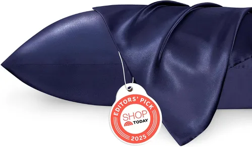 Miniatura 27 de Bedsure Paquete de 2 fundas de almohada de satén similares a las fundas de almohada de seda tamaño estándar, funda de almohada para mujeres que 01