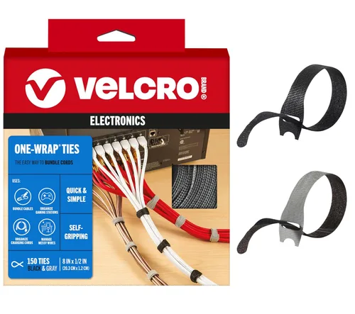 Miniatura 8 de VELCRO Brand Organizador de cables para escritorio y mesita de noche, 5 ranuras para cables con enrutamiento de mangas, soporte de alambre adhesivo