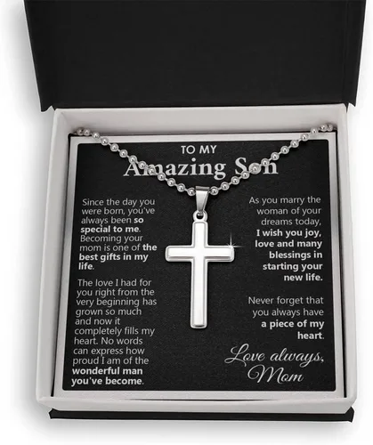 Miniatura 2 de Joyería para tarjetas de mensaje regalos personalizados, regalo de boda para hijo de mamá, a mi hijo en el día de su boda, regalo de boda para hijo