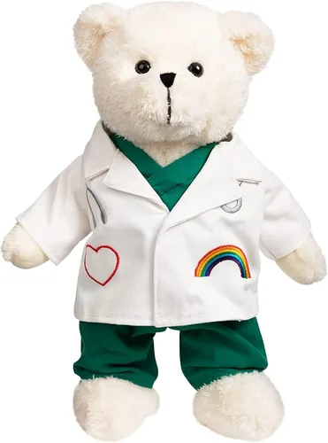 HollyHOME Oso de Peluche Doctor Oso de Peluche en Batas y Bata Blanca Regalos para Médicos Estudiantes y Niños 16 Pulgadas, Crema