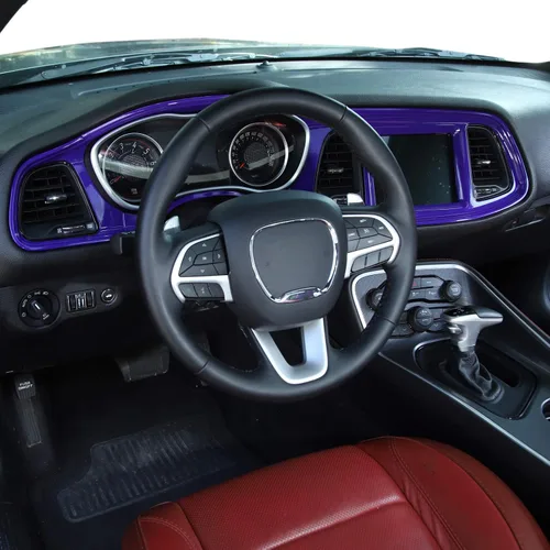 Miniatura 9 de JeCar Marco de tablero panel de mando compartimento central, accesorio decorativo interior compatible con Dodge Challenger 2015-2023, textura