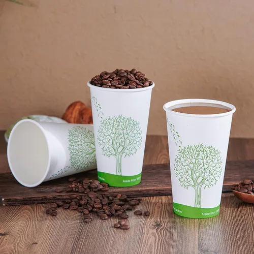 Miniatura 3 de ECOLipak 210 tazas compostables de 16 onzas, vasos de papel desechables biodegradables con forro de ácido poliláctico (PLA), tazas de café de papel