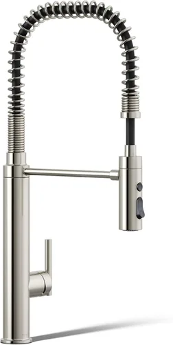 Miniatura 14 de KOHLER 24982-BL Purist - Grifo de cocina de preenjuague de estilo comercial con cabezal rociador de 3 funciones, grifo para fregadero de cocina