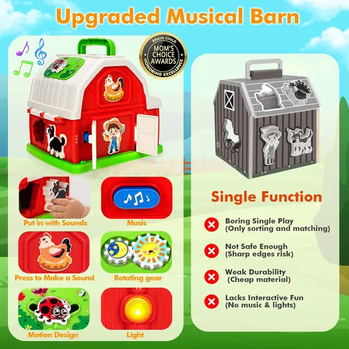 Miniatura 3 de Montessori - Juguetes para niños y niñas de 1, 2, 3 años, animales de granja musicales, juguete de granero con sonido y luz, juguetes de aprendizaje