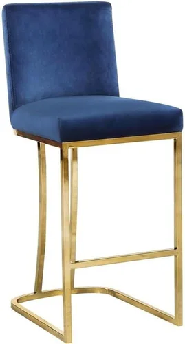 Miniatura 7 de Meridian Furniture Heidi Collection Modern Taburete tapizado de terciopelo contemporáneo con patas de metal cromado pulido, 16 pulgadas de ancho x