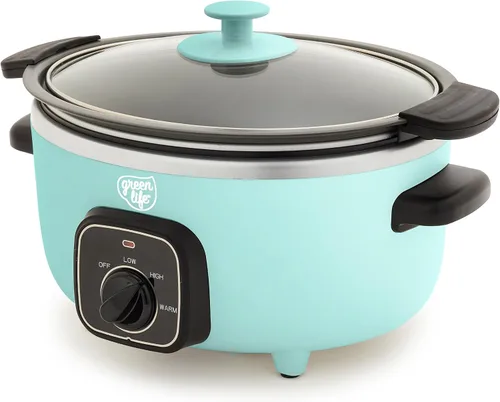 Miniatura 17 de GreenLife 3.5QT Olla de cocción lenta, cerámica antiadherente sin PFAS ni tóxicos, recipiente interior extraíble, programable, función mantener