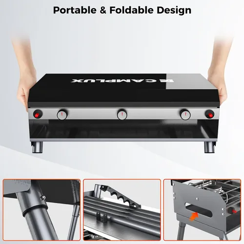 Miniatura 8 de CAMPLUX - Estufa de campamento de propano con 2 quemadores y 1 parrilla, 15,000 BTU portátil, para exteriores, con patas de pie, estufa de gas
