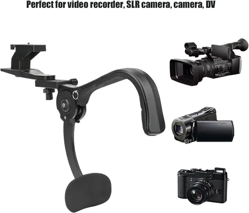 Miniatura 2 de Soporte de hombro para cámara DSLR, estabilizador de amortiguador negro para fotografía de video profesional, mango de agarre cómodo con sistema