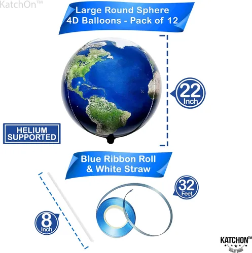 Miniatura 2 de Paquete de 12 globos con diseño de planeta en 4D para decoración del Día de la Tierra, 22 pulgadas, 360 grados, para decoraciones de fiestas