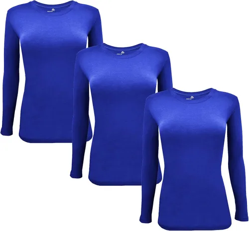 Miniatura 147 de Natural Uniforms Camiseta Under Scrub para mujer, cuello redondo, manga larga, paquete de 3, paquete múltiple de 3