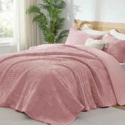 Miniatura 25 de BEDELITE Juego de edredón de terciopelo tamaño Queen – Juego de ropa de cama de terciopelo de lujo de 3 piezas, suave y acogedor color negro, colcha