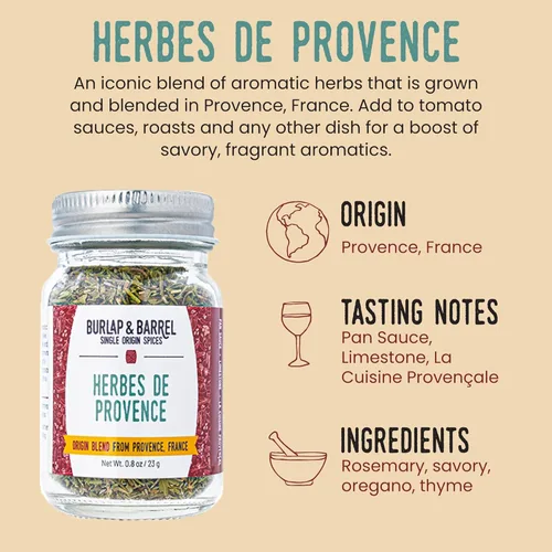 Miniatura 2 de Burlap & Barrel Herbes de Provence - Mezcla icónica de hierbas cultivadas y mezcladas en Francia - Condimento Herbes de Provence - Como se ve