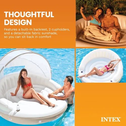 Miniatura 5 de INTEX 58292EP Canopy Island Flotador inflable para piscina: cómoda superficie de descanso - portavasos integrados - Parasol desmontable - Capacidad