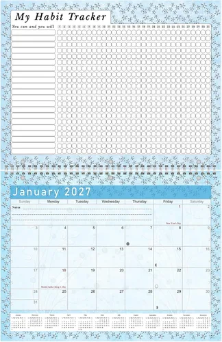 Calendario mensual 2026 de escritorio/pared, rastreador de hábitos, diario, semanal y mensual, diario motivacional de seguimiento de hábitos
