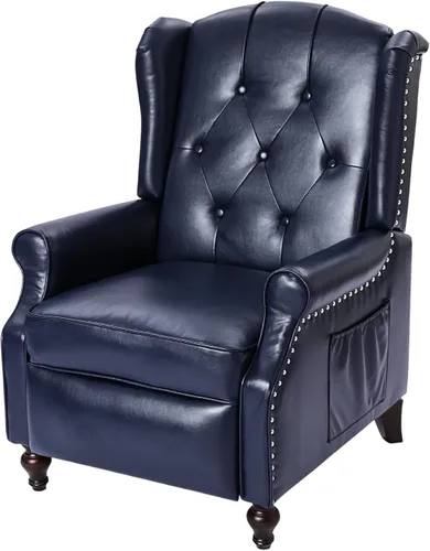 Miniatura 9 de Silla Reclinable Wingback con Masaje y Calor de Cuero PU Silla de Brazo con Mecanismo Push Back, Silla Reclinable para Sala de Estar Dormitorio Cine