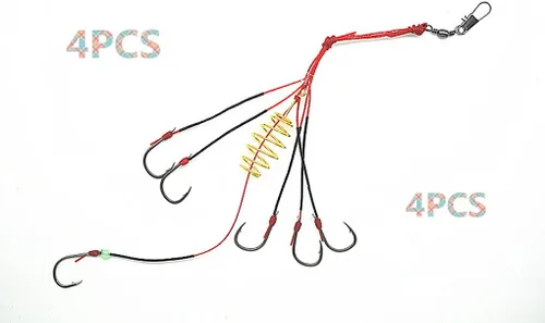 Toasis Aparejo de pesca de carpa, anzuelos para trampa de cebo, paquete de 4 Rojo