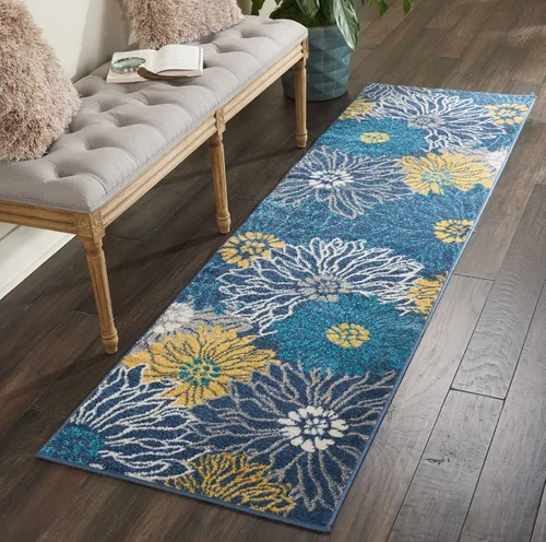 Miniatura 45 de Nourison Passion - Alfombra azul, de 6 pies, 7 pulgadas x 9 pies, 6 pulgadas, floral, campestre, fácil de limpiar, no desprende pelo