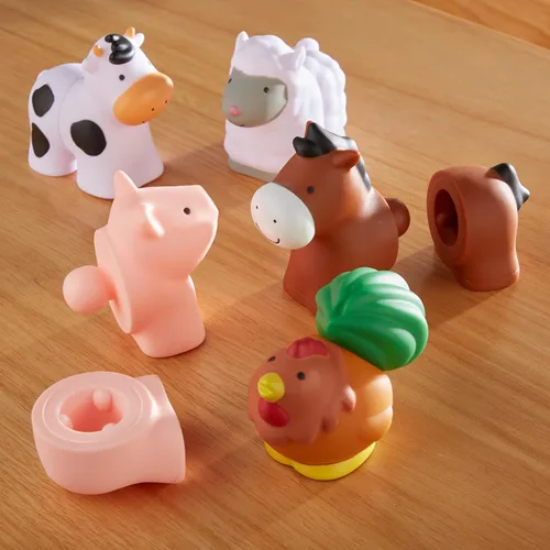 Miniatura 9 de Bloques educativos Melissa & Doug, Pop Baby Toy, 10 piezas conectables, animales de granja Animales Pop de granja