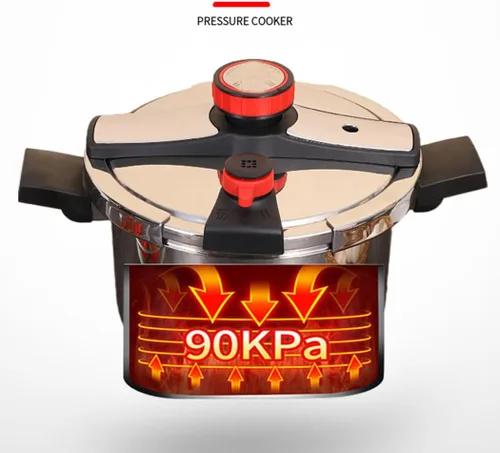 Miniatura 7 de Olla a presión de acero inoxidable de 4 cuartos de galón, utensilios de cocina de acero inoxidable 304 con tapa de fácil apertura y cierre, funciona