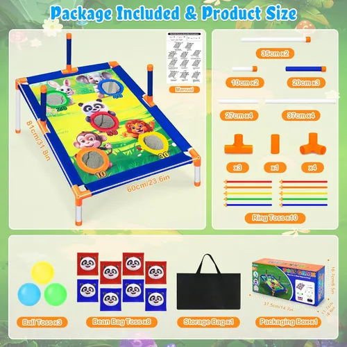 Miniatura 6 de Subao Juego de lanzamiento de bolsas de frijoles, juego de cornhole 3 en 1, juegos para exteriores, deportes y actividades al aire libre, juguetes