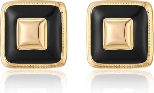 Aretes gruesos de oro para mujer, aretes cuadrados de flor negra, aretes rojos llamativos, aretes delicados grandes retro, regalos de joyería para