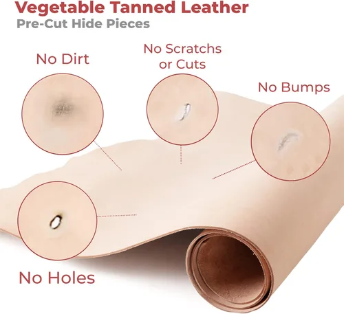 Miniatura 5 de European Leather Works Curtido vegetal 8-9 oz (0.126-0.142 in) Tamaño 2.5-4 pies cuadrados Cuero de vaca importado de grano completo de un solo