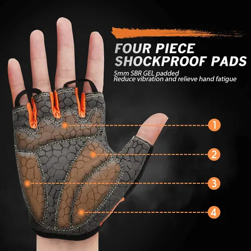 Miniatura 2 de Guantes de bicicleta para hombres y mujeres con almohadilla antideslizante que absorbe los golpes, guantes de ciclismo ligeros de medio dedo