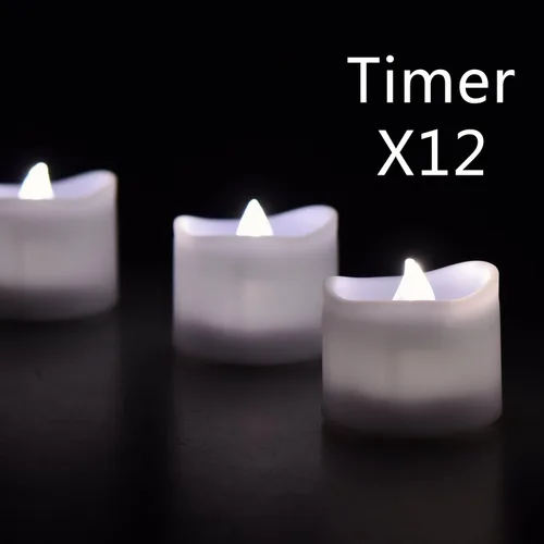 Miniatura 2 de Velas LED eLander sin llama, con temporizador, 6 horas encendidas y 18 horas apagadas, 3,5 x 3,3cm1.3 pulgadas, blanco cálido, [12 unidades] Blanco