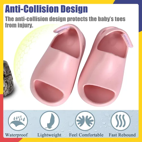 Miniatura 5 de AIMINUO Sandalias de verano para niños pequeños, sandalias antideslizantes para la ducha, playa, piscina, sandalias blancas para niños y niñas